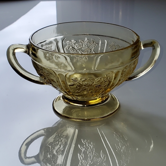 1930s Sharon Amber" Open Sugar Bowl by Federal Glass - Picture 3 of 6
